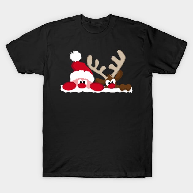 Merry Christmas Santa & Reindeer T-Shirt by holidaystore